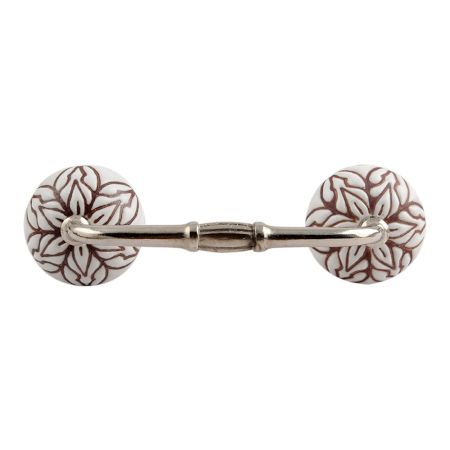Amaryllis Brown Etched Ceramic Floral Bridge Handle
